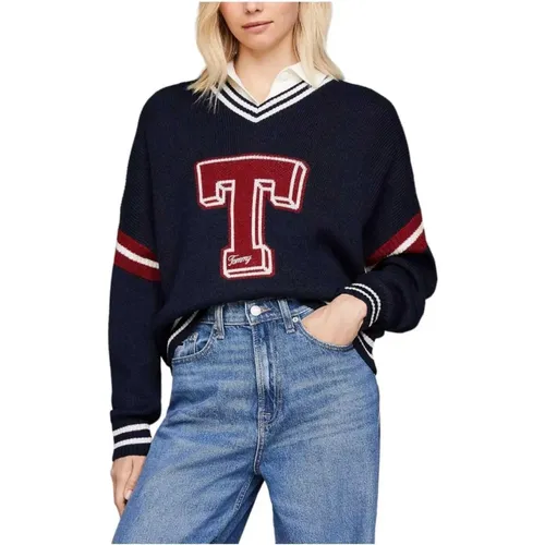 Bubble Cable Flag Pullover , Damen, Größe: M - Tommy Hilfiger - Modalova