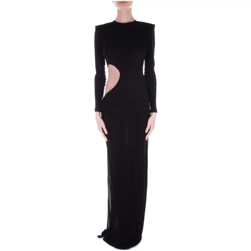 Schwarzes Kleid mit Rückenreißverschluss Schlitz , Damen, Größe: M - Elisabetta Franchi - Modalova
