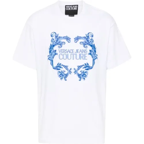 Weiße T-Shirts und Polos mit Barocco-Print , Herren, Größe: 2XL - Versace Jeans Couture - Modalova