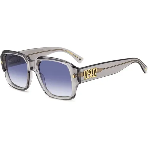 Grey D2 Sunglasses with Blue Shaded Lenses , unisex, Sizes: 54 MM - Dsquared2 - Modalova