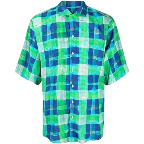 Silk Blend Checkered Casual Shirt , male, Sizes: S, XS - Dsquared2 - Modalova