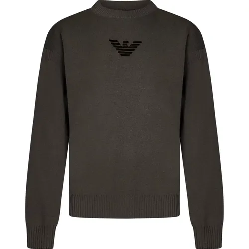 Grauer Pullover mit gerippten Details - Emporio Armani - Modalova