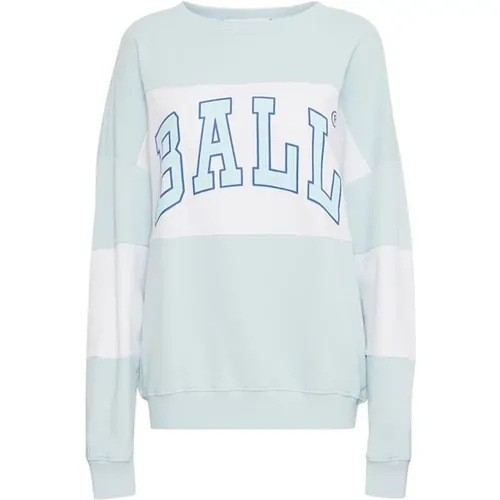 Blaues Sweatshirt mit Coolem Frontdruck , Damen, Größe: 2XS - Ball - Modalova