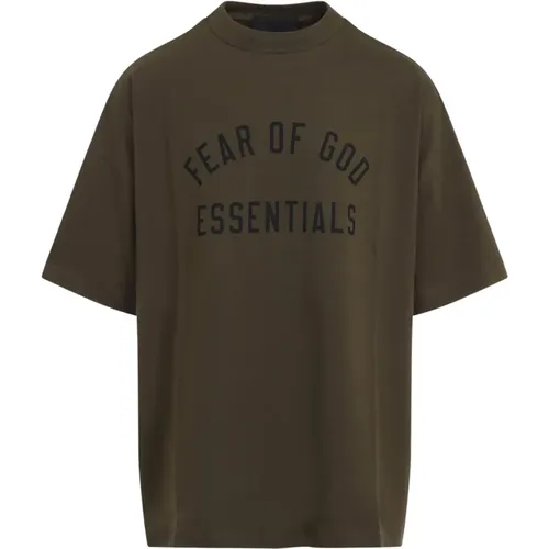 Olive Tee Klassischer Stil , Herren, Größe: L - Fear Of God - Modalova