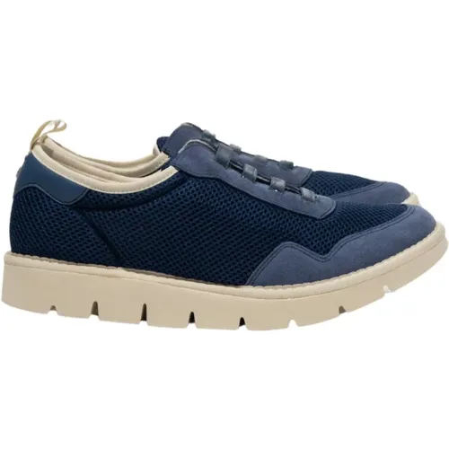 Blaue Slip On Schuhe mit Wildleder und Elastischen Schnürsenkeln , Herren, Größe: 41 EU - Panchic - Modalova