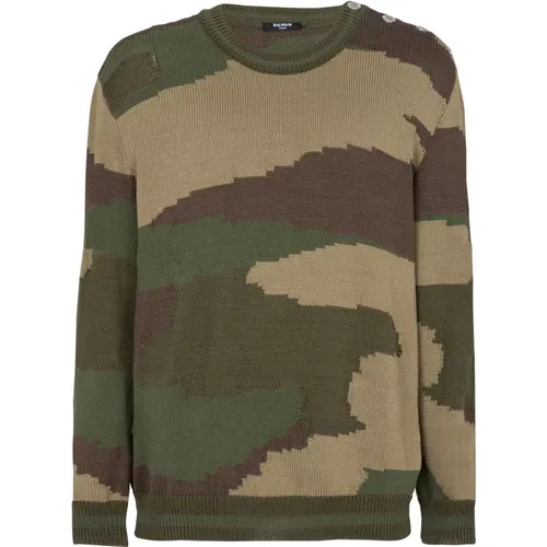 Woll-Camouflage-Pullover Balmain - Balmain - Modalova