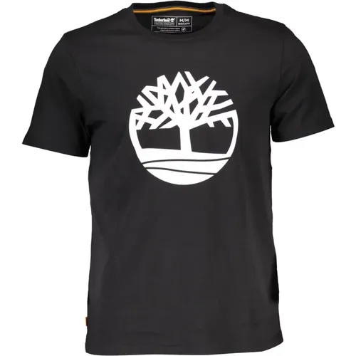 Schwarzes T-Shirt aus Bio-Baumwolle mit Druck - Timberland - Modalova