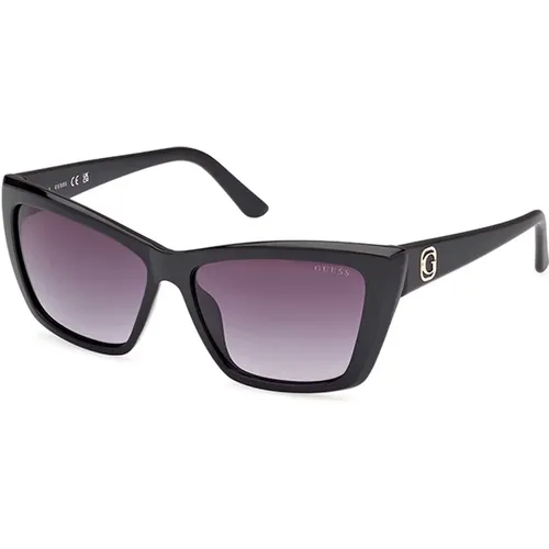 Schwarze Sonnenbrille mit Verlaufslinse , Damen, Größe: 55 MM - Guess - Modalova