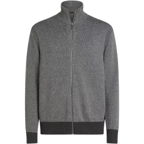 Zip Thru Mouline Pullover , Herren, Größe: S - Tommy Hilfiger - Modalova