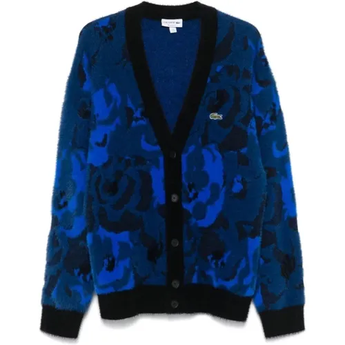 Blumiger Jacquard Cardigan , Herren, Größe: M - Lacoste - Modalova