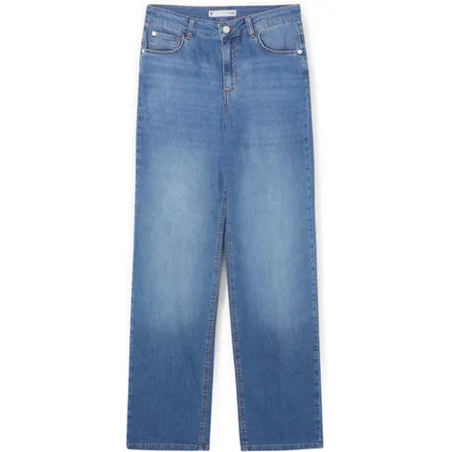 Weit geschnittene Jeans mit Bügelfalte , Damen, Größe: 3XS - Motivi - Modalova