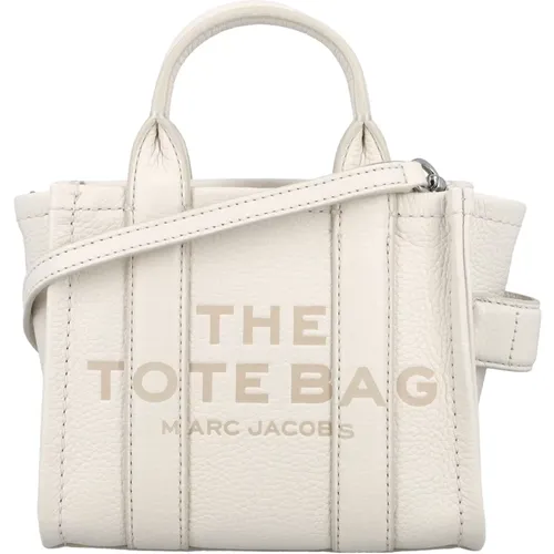Mini Tote Lederhandtasche Baumwolle Silber,Grained Leather Mini Tote Bag - Marc Jacobs - Modalova