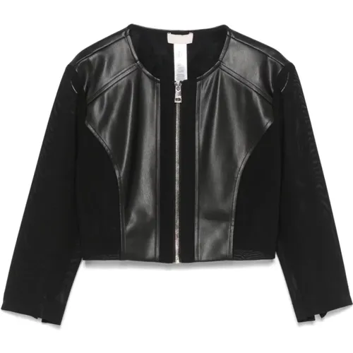 Schwarze Mesh-Panel-Jacke , Damen, Größe: S - Liu Jo - Modalova