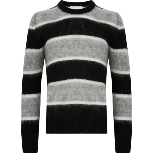 Striped Wool Sweater Black Men , male, Sizes: L, M - Amaránto - Modalova