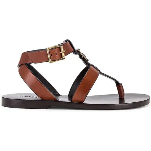 Hardy Leather Flat Sandals , female, Sizes: 4 UK, 2 UK, 5 UK, 3 UK, 7 UK - Saint Laurent - Modalova