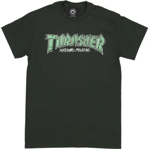 Grünes Streetwear T-Shirt , Herren, Größe: M - Thrasher - Modalova