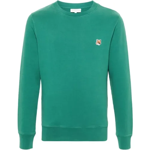 Grüner Logo Crew Neck Sweater , Herren, Größe: L - Maison Kitsuné - Modalova