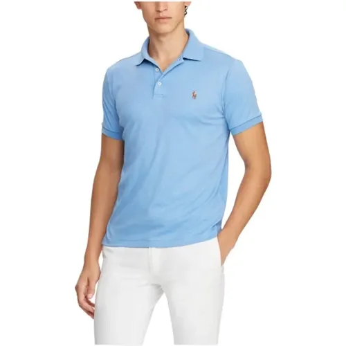 Hellblaues Pima-Baumwoll-Poloshirt mit kurzen Ärmeln - Polo Ralph Lauren - Modalova