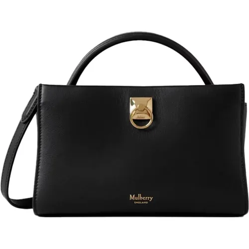 Mini Iris Schwarze Leder Tasche - Mulberry - Modalova