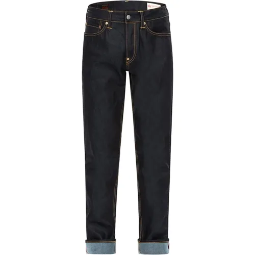 Carrot Fit Denim Jeans with Kumadori Daruma Graphic , male, Sizes: W33, W30, W34 - Evisu - Modalova