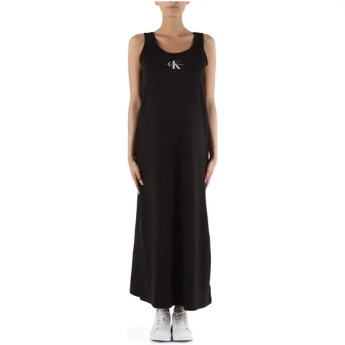 Oversized Baumwoll Stretch Kleid , Damen, Größe: L - Calvin Klein Jeans - Modalova