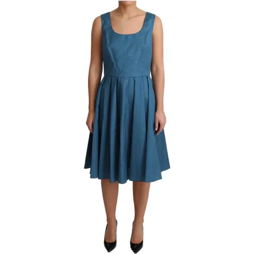 Blau gepunktetes A-Linien-Kleid - Dolce & Gabbana - Modalova