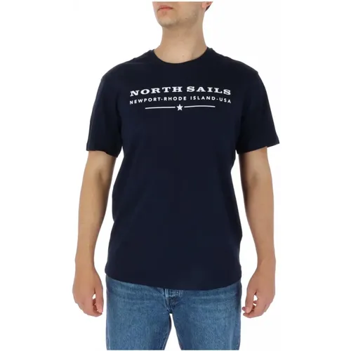 Blaues Baumwoll-T-Shirt , Herren, Größe: 2XL - North Sails - Modalova