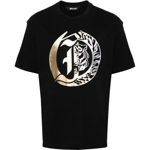 Schwarzes Logo T-Shirt und Polo , Herren, Größe: XL - Just Cavalli - Modalova