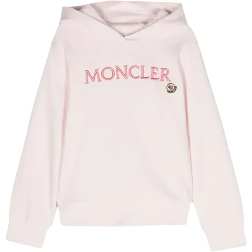 Rosa Kapuzenpullover mit Logopatch - Moncler - Modalova