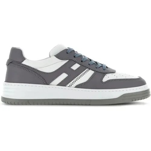 Grey Leather Panel Sneakers Logo , male, Sizes: 10 UK, 6 1/2 UK, 5 1/2 UK, 7 1/2 UK, 8 1/2 UK, 8 UK, 9 UK, 7 UK, 6 UK - Hogan - Modalova