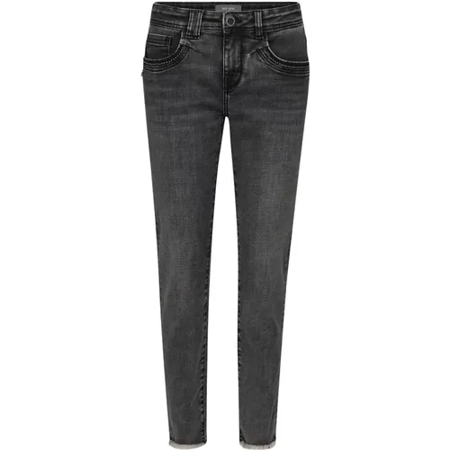 Slim-Fit Perla Jeans with Raw Edges , female, Sizes: W33, W24, W26, W31, W30, W25, W28, W29, W32, W27 - MOS MOSH - Modalova