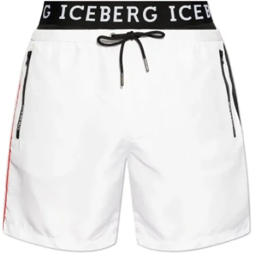 Weiße Regular Fit Polyester Shorts , Herren, Größe: M - Iceberg - Modalova