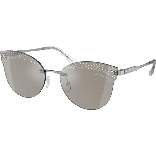 Silberne Verspiegelte Sonnenbrille mit Kristallen - Michael Kors - Modalova