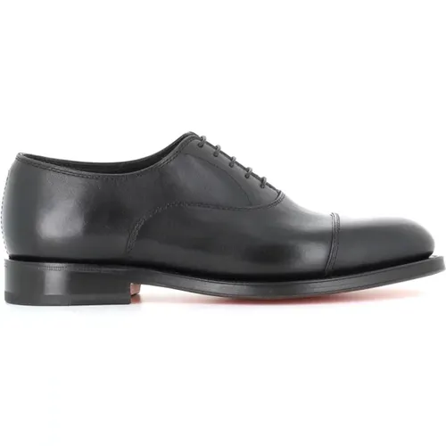 Schwarze Oxford Flache Schuhe , Herren, Größe: 45 EU - Santoni - Modalova