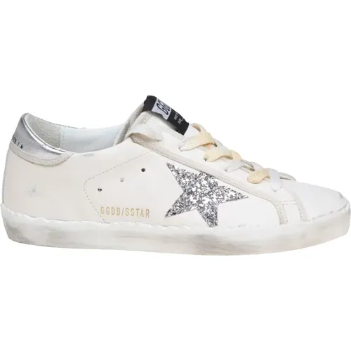 White/Silver Leather Sneakers , female, Sizes: 4 UK, 3 UK - Golden Goose - Modalova