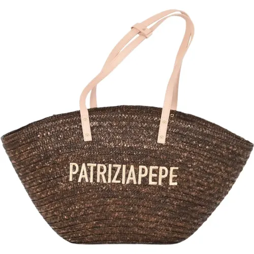 Strohgeflochtene Handtasche mit Stickerei - PATRIZIA PEPE - Modalova