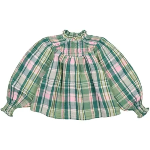 Garden Tartan Smocked Blouse - The New Society - Modalova