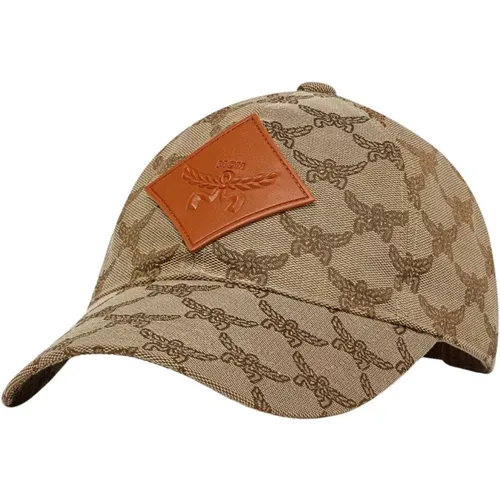 Denim Jacquard Cap Lauretos Monogram , male, Sizes: ONE SIZE - MCM - Modalova