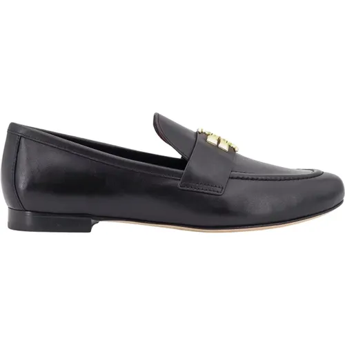 Schwarze Leder Loafer Schuhe mit Metall-Logo , Damen, Größe: 38 EU - TORY BURCH - Modalova