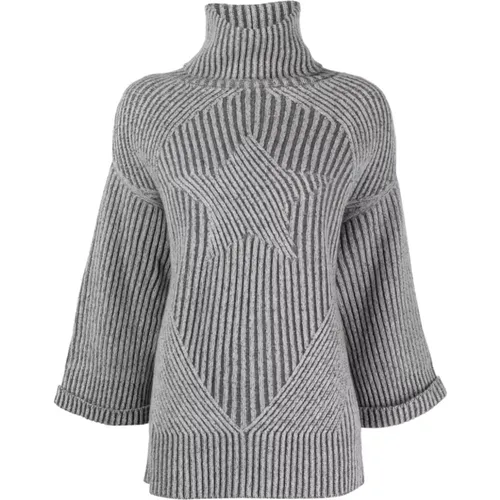 Grey Knit Turtleneck Sweatshirt Casual Style , female, Sizes: M, S, XS, L - Lorena Antoniazzi - Modalova