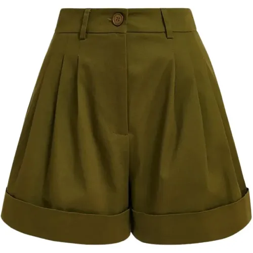 Khaki Faint High Waist Wide Leg Shorts , female, Sizes: S, L, M - Essentiel Antwerp - Modalova