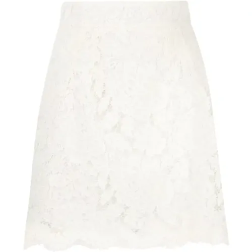 Weißer Minirock mit Spitzen-Details , Damen, Größe: M - Dolce & Gabbana - Modalova