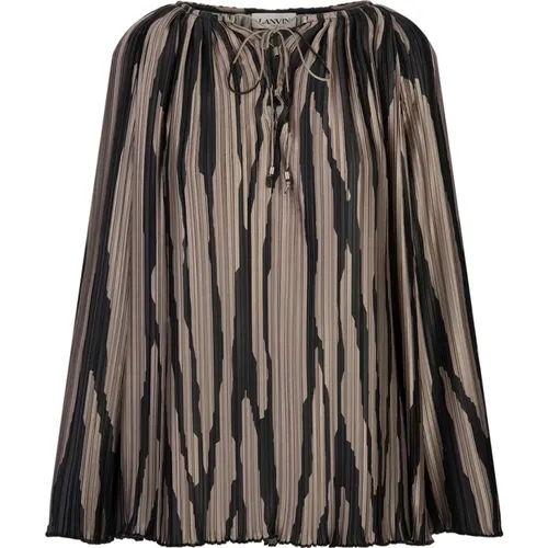 Printed Flared Blouse with Crossover Neckline , female, Sizes: XS, S - Lanvin - Modalova