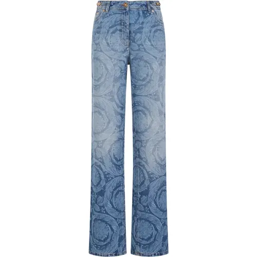 Blaue Barock Weite Jeans , Damen, Größe: W23 - Versace - Modalova