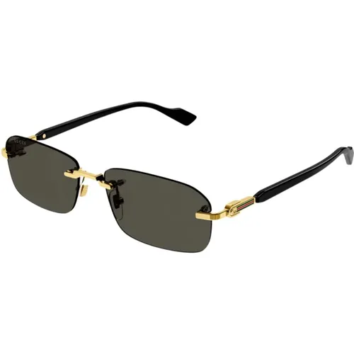 Mikro randlose Metallsonnenbrille , Damen, Größe: 56 MM - Gucci - Modalova