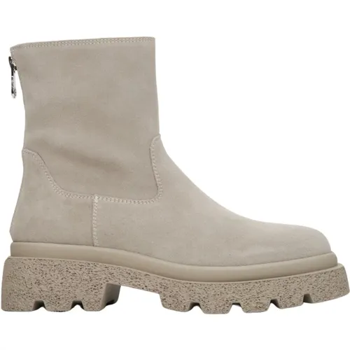 Women`s Grey Velour Ankle Boots for Winter Er00114211 , female, Sizes: 4 UK, 6 UK - Estro - Modalova