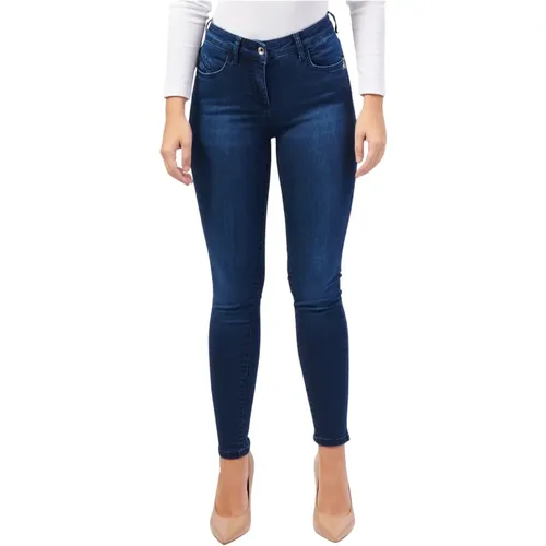 Blaue Skinny Fly Verzierte Jeans , Damen, Größe: W29 - PATRIZIA PEPE - Modalova