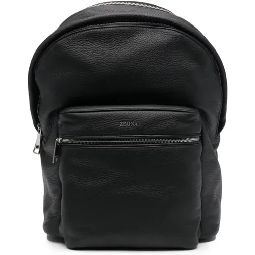 Italian Leather Backpack, Designer Code Lhcvmc1895Z , male, Sizes: ONE SIZE - Ermenegildo Zegna - Modalova