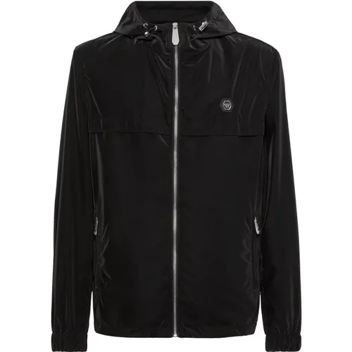 Windbreaker Jacket Logo Zip Pockets , male, Sizes: L, M - Philipp Plein - Modalova