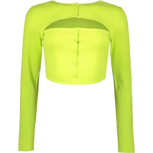 Geripptes Crop Top mit Front Cut-Out , Damen, Größe: S - Dsquared2 - Modalova